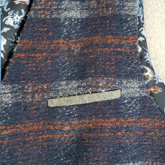 A Fish Named Fred Vest Wool Plaid Waistcoat Blue Grey Check Size 42 Mens New - Picture 6 of 13